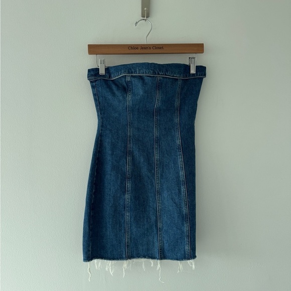 REFORMATION Madilyn Denim Mini Dress 0 - Picture 3 of 6